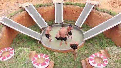 Building The Most Secret Underground House And Water Slide Around Swimming