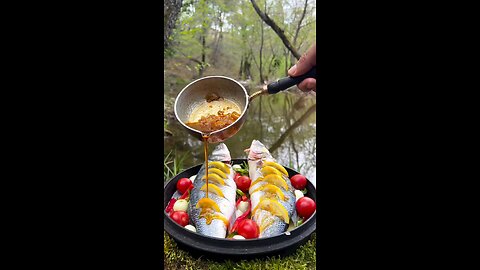 Making DIY stone oven grilled fish in the wild Fish and Pita in Natural Stone Oven