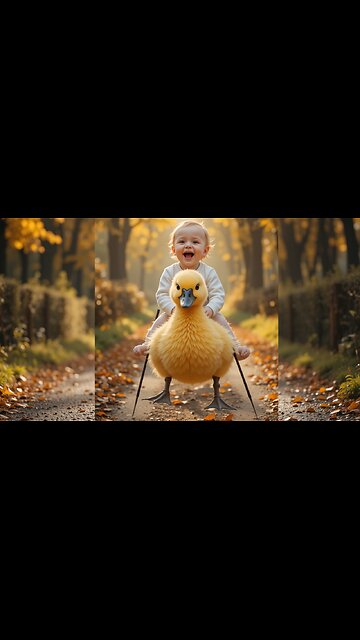 Cutest Baby Riding a Giant Duck in Fall! 🍁🦆😊