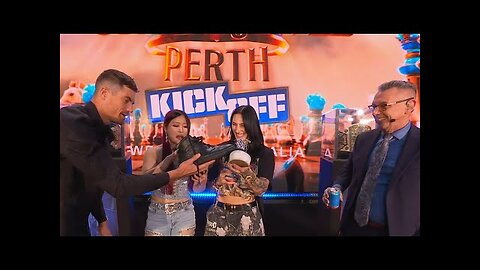 Rhea Ripley, IYO SKY, and Grayson Waller toast with a shoey Crown Jewel 2025 Kickoff, Oct. 10, 2025