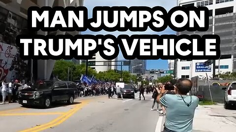 Man Jumping on Donald Trump's Car and then getting Arrested after Trump Court Appearance