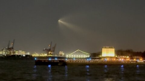 SpaceX Falcon 9 rocket launch seen from New York City.