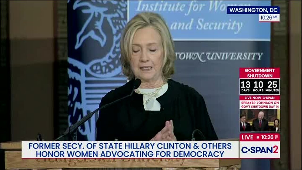 Hillary: Women Must Fight Against ‘The Militarization of Our Cities, Against ... Corruption out in the Open’