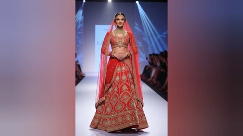 A beautiful North Indian woman confidently walking on a fashion ramp