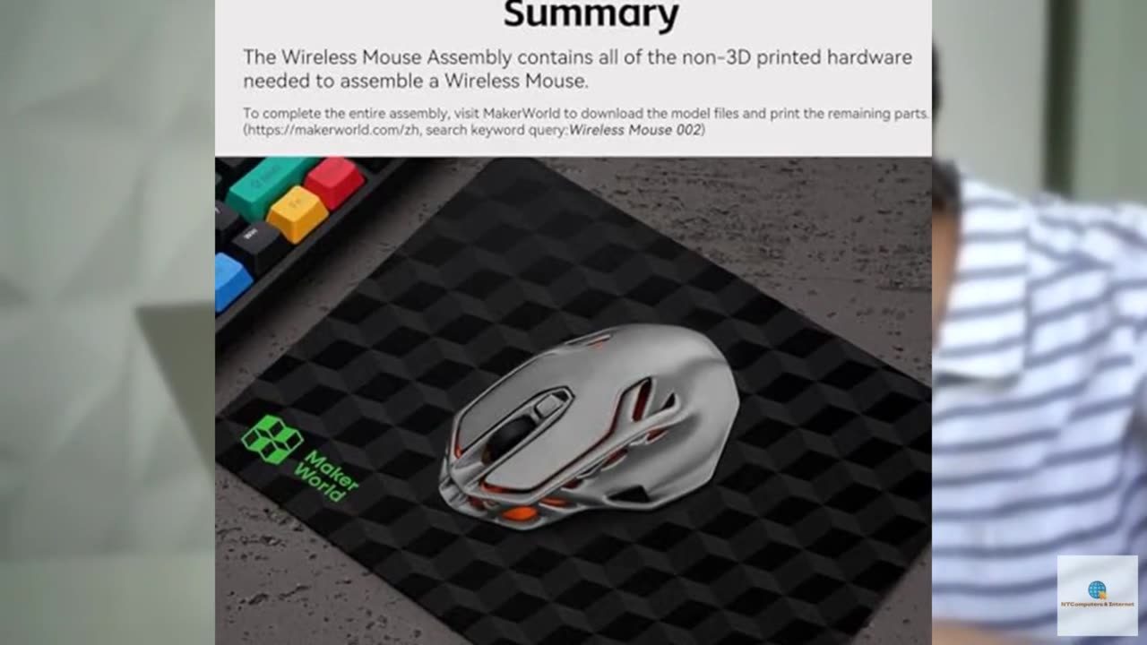 Original Bamboo lab Makerworld MH002 3D Printed Wireless Mouse Model Components