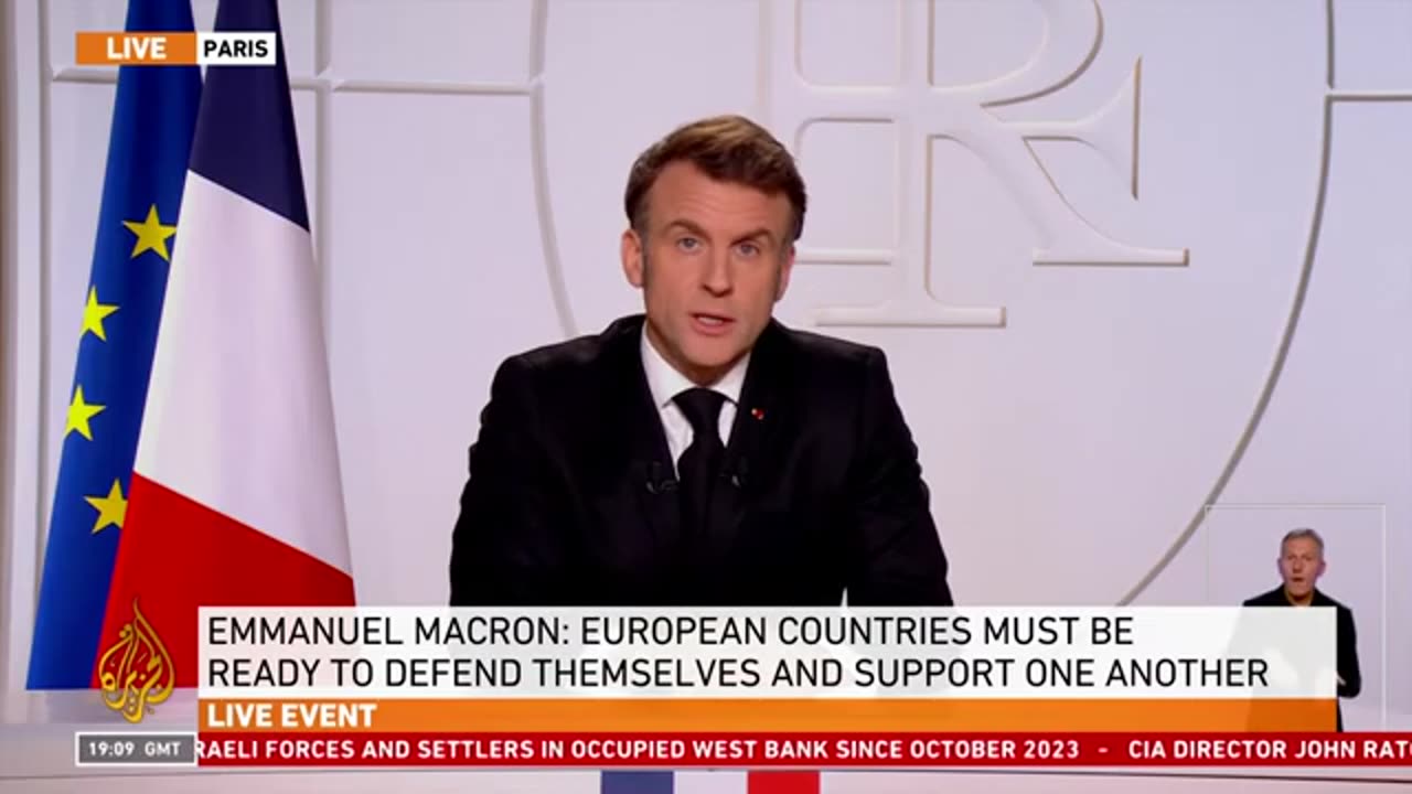 France's Macro Speaks about Ukraine, trade wars ,in addeess to the nation.