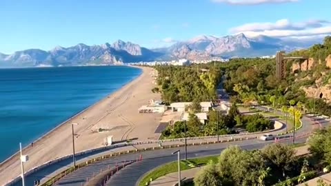 The beautiful beach of Konyaaltia In the city of Antalya