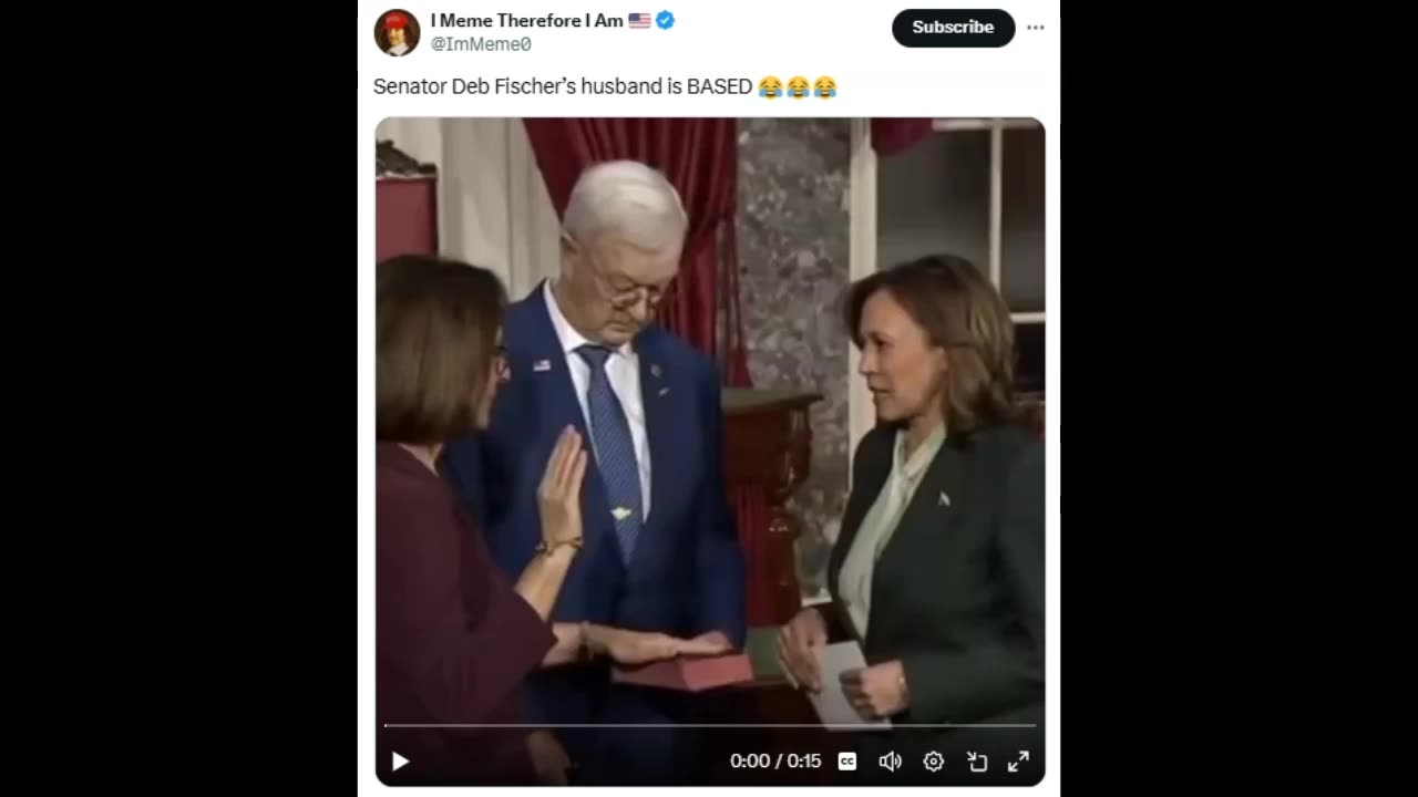 Husband of Nebraska Senator Deb Fischer Refuses To Shake Kamala Harris's Hand! (Video)!