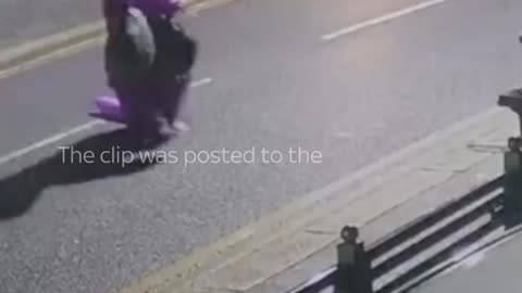CCTV caught a fly-tipper in a purple dinosaur costume dumping trash on the