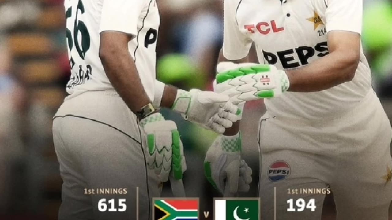 Pakistan after follow on are 213 for 1 wkt. South Africa made 615,Pakistan 194 in first innings#pak