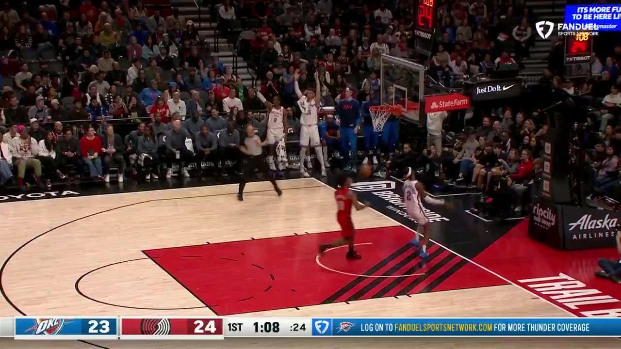NBA - JAYLIN WILLIAMS STEAL & FULL-COURT DIME! Thunder/Trail Blazers