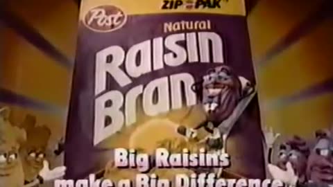 Raisin Bran Cereal TV Commercial w/the California Raisins from 1988