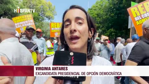 Dominicanos marchan contra minería y en apoyo a Palestina y Venezuela