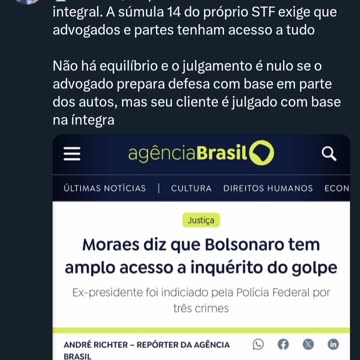 The Nazi Alexandre says that Bolsonaro has wide access. Lawyer refutes wide access is not full access!