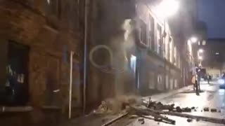 A building has collapsed in Bradford, northern England.