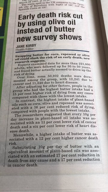 I newspaper : olive oil , butter