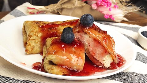 Perfect Golden Crepes With Sweet Cheese Filling | Pure Taste ASMR