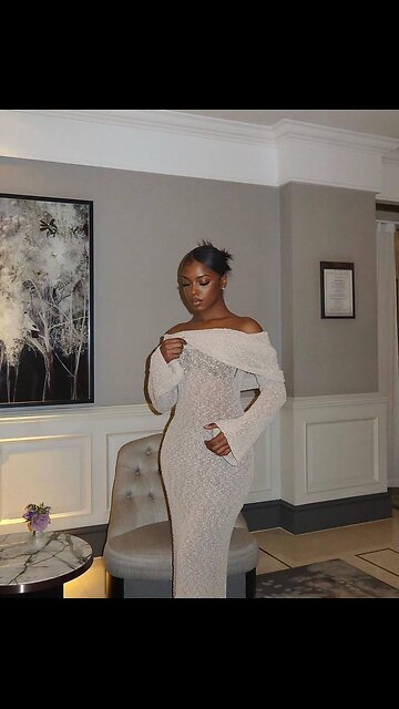 Vestidos De Fiesta Elegant Off-Shoulder Long Sleeve Knitted Dresses (Slim+)