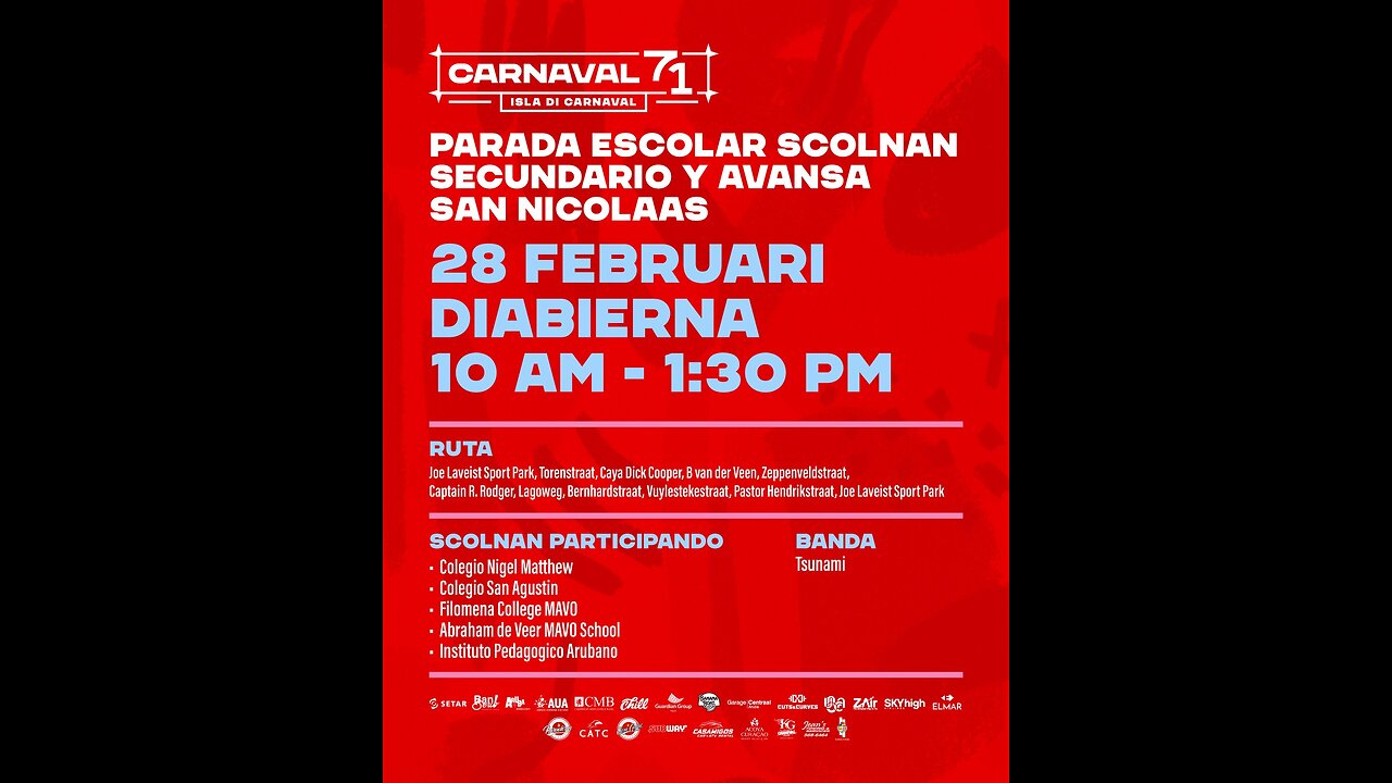 Aruba Carnival 71 School Parade Oranjestad Friday 28 February 2025