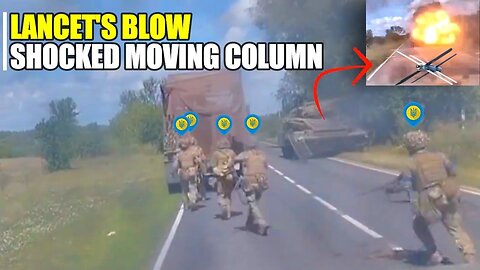Ukrainians captured Lancet's blow in front of their armored column