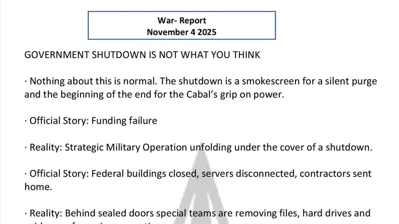 WAR REPORT - NOV 04 2025 - GOVERNMENT SHUTDOWN IS NOT WHAT YOU THINK