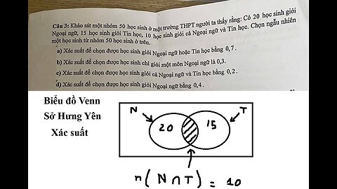 Sở Hưng Yên: Khảo sát một nhóm 50 học sinh ở một trường THPT người ta thấy rằng: