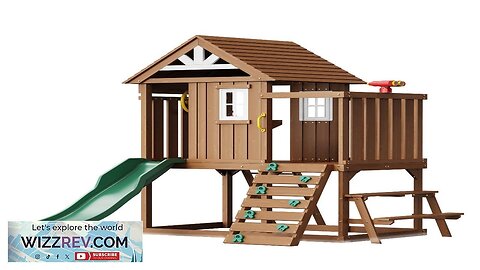 VEVOR Outdoor Wooden Playhouse Kids Garden Game Cottage with Slide Ladder Window Review