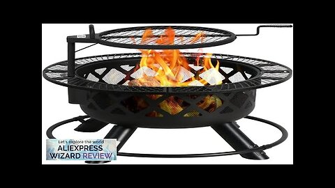 Wood Burning Fire Pit with Quick Removable Cooking Grill Black 32in Review