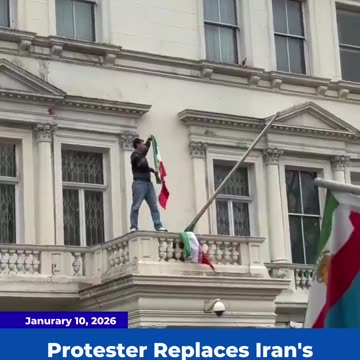 Iran Flag Replace by Pre-Revolution Flag in London Embassy