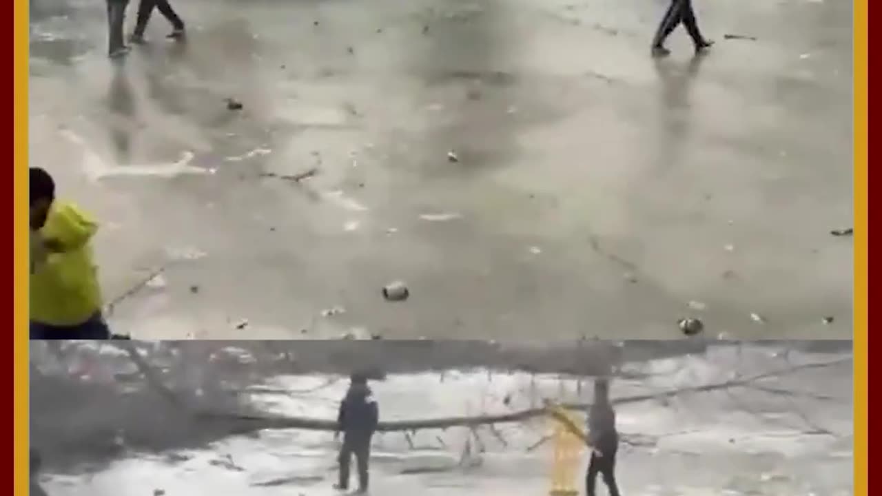 Winter In India_ Children Play Cricket On Frozen Pond In Jammu & Kashmir