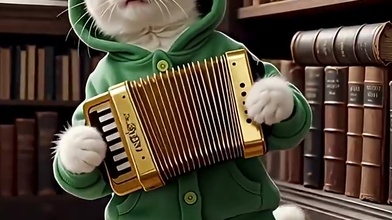 You won't believe this tiny accordion player 🥺😼#cat #cute #cats #frog