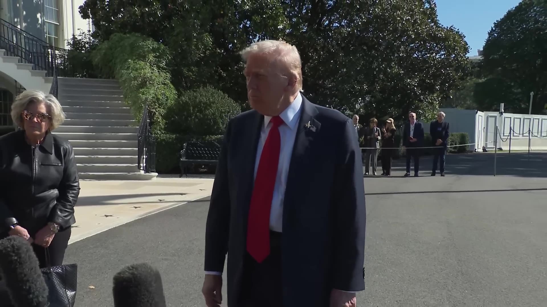 President Trump Gaggles with Press Before Departing the White House