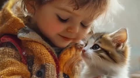 cut cat and baby vedio