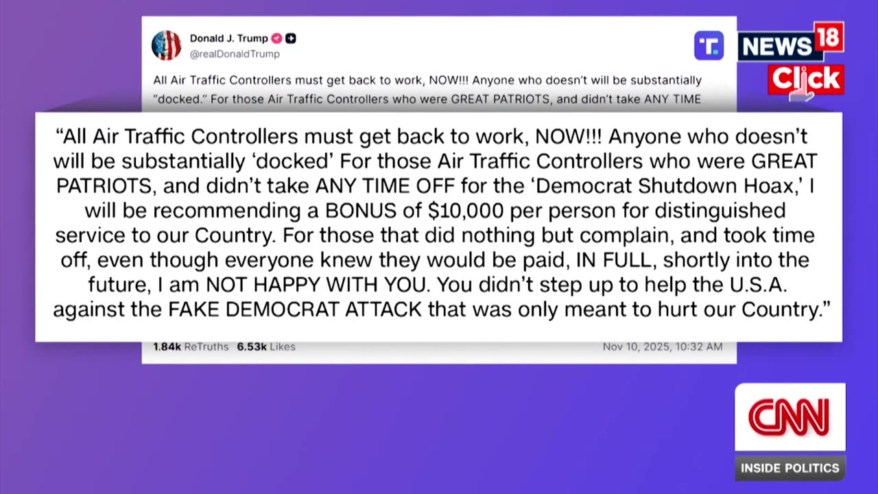 Democrats Turn On Each Other To End Shutdown, Trump Threatens And Insults Air Traffic Controlling