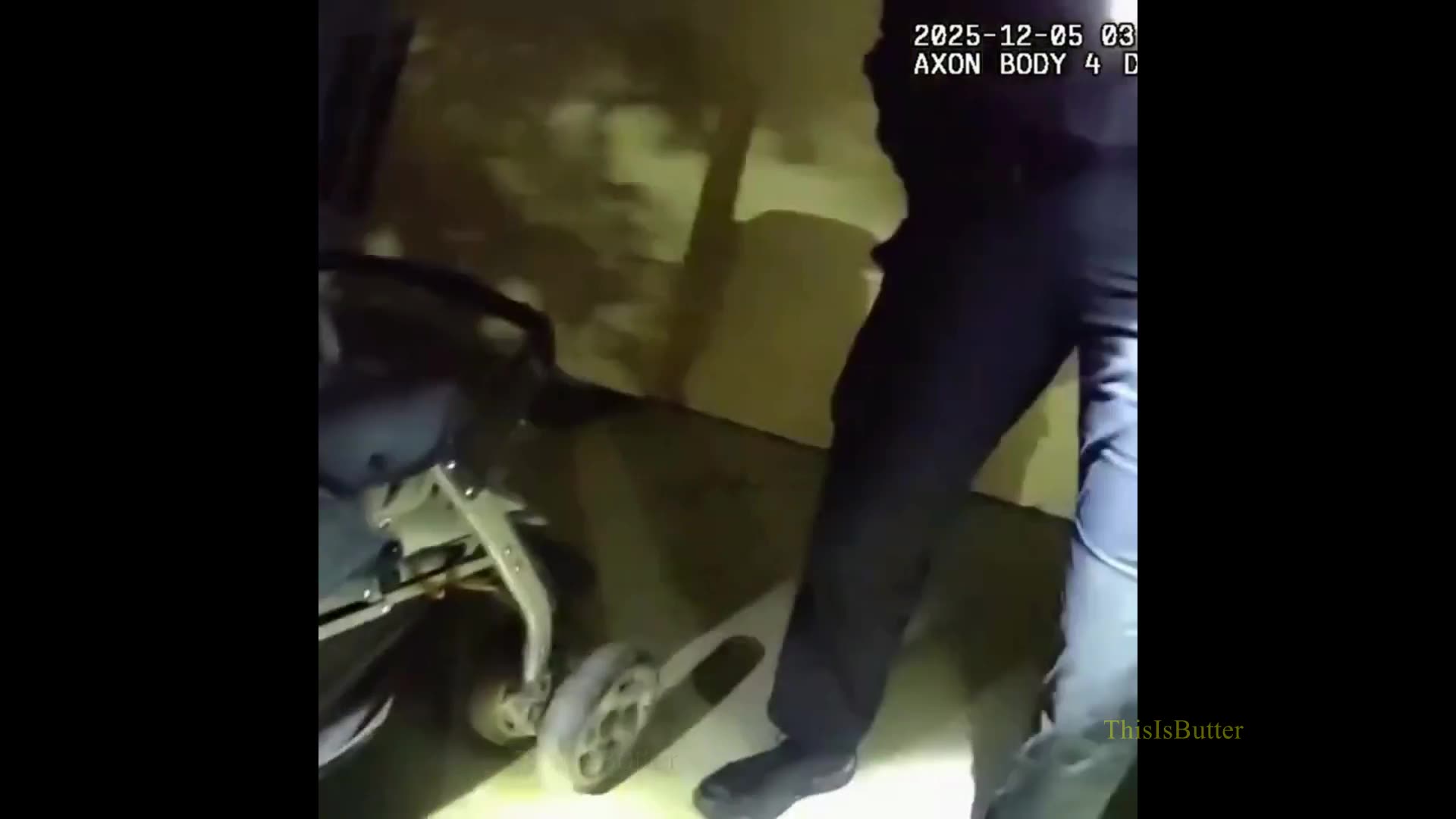 Police video show officers finding child hiding under a stroller who wandered from home