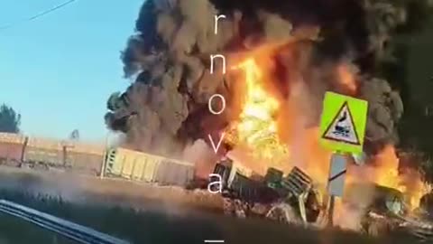 18 gasoline cars derailed in the Smolensk region after a freight train and a heavy-duty truck