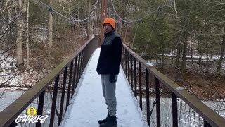 WALKING OVER A SNOW COVERED BRIDGE!