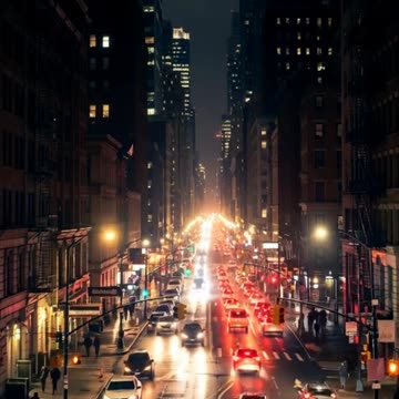 New York City streets at night