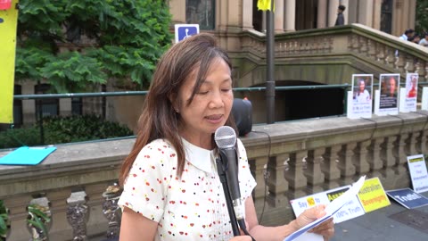 Dr My Le Trinh (suspended) speaking at Sydney Town Hall, 3-Jan-2025