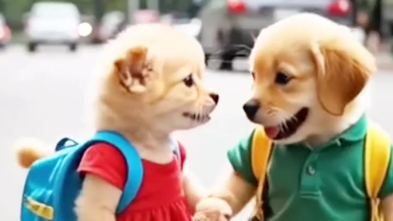 Dogs look so cute when they go to school
