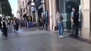 Shop owner saw them coming and locked the doors