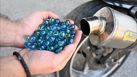 100 Marbles vs Motorcycle Exhaust: The Ultimate Experiment!"