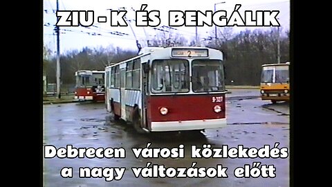 1995.12.25. Piros ZIU-9-es trolik és FVV csuklós Bengáli villamosok Debrecenben. (üzemel a 4A troli)