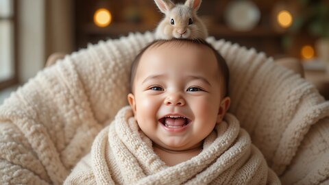 Adorable Baby Smiles with a Bunny: Cuteness Overload! 🐰💖