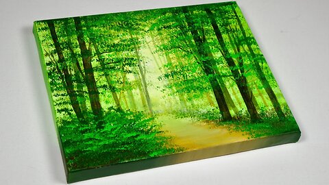 Green Forest painting _ Forest landscape Painting _ Painting for beginners