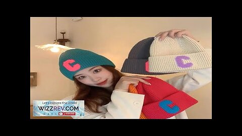 Unisex Winter Knitted Hat Big C Letter Simple Beanie Cap Korean Version Review