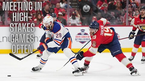 Matthew Tkachuk having fun at the expense of Leon Draisaitl