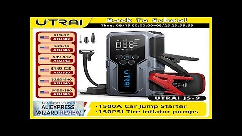 UTRAI 1500A Car Jump Starter Power Bank Portable 150PSI Air Pump Car Review