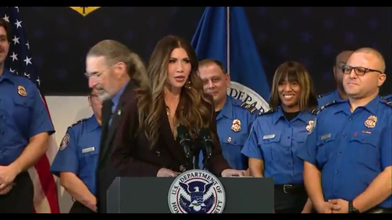 Kristi Noem holds a press conference on TSA operations at US airports