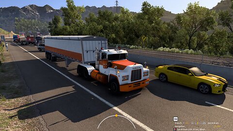 ATS, Downhill 7% grade, Mack R, 42 t, engine Jake braking